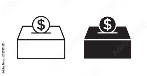 Donate filled and outlined icons vectors on white background