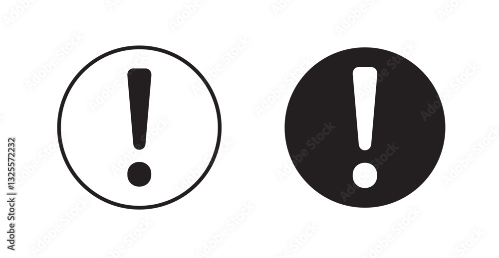 Exclamation interface filled and outlined icons vectors on white background Exclamation interface filled and outlined icons vectors on white background