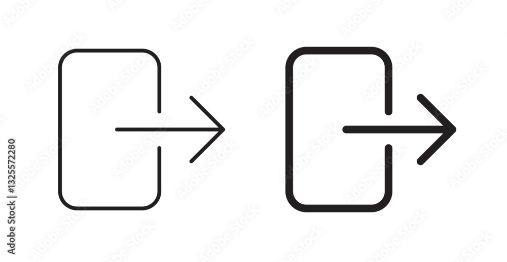 Exit filled and outlined icons vectors on white background Exit filled and outlined icons vectors on white background