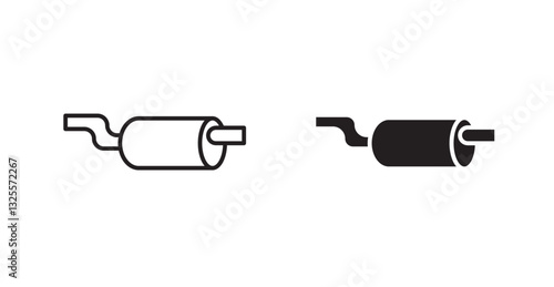 Exhaust pipe filled and outlined icons vectors on white background