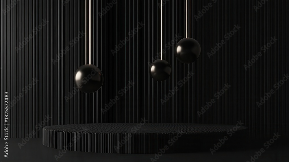 Modern Minimalist Black Geometric Display Platform