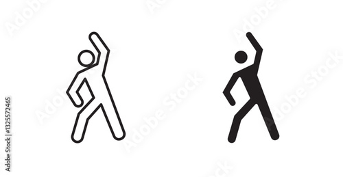 Fitness exercise filled and outlined icons vectors on white background