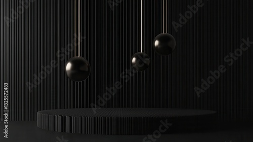 Obraz na płótnie Modern Minimalist Black Geometric Display Platform w salonie