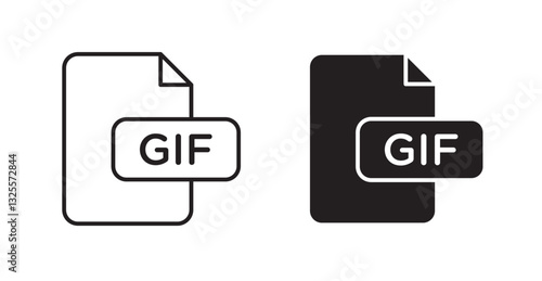 Gif filled and outlined icons vectors on white background