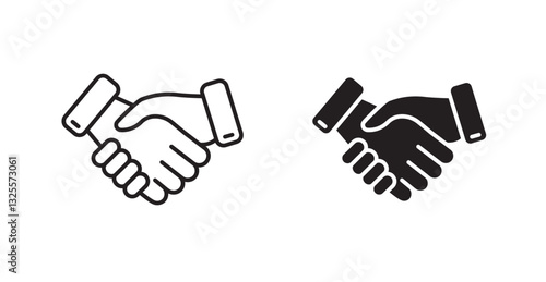 Handshake filled and outlined icons vectors on white background