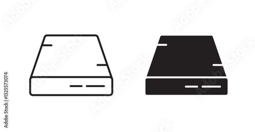 Hard Disk filled and outlined icons vectors on white background