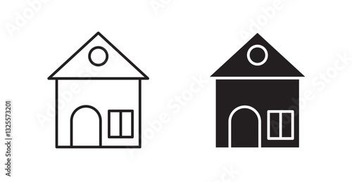Home filled and outlined icons vectors on white background