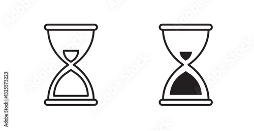 Hourglass end filled and outlined icons vectors on white background