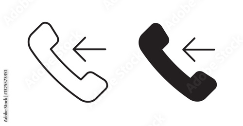 Incoming Call filled and outlined icons vectors on white background