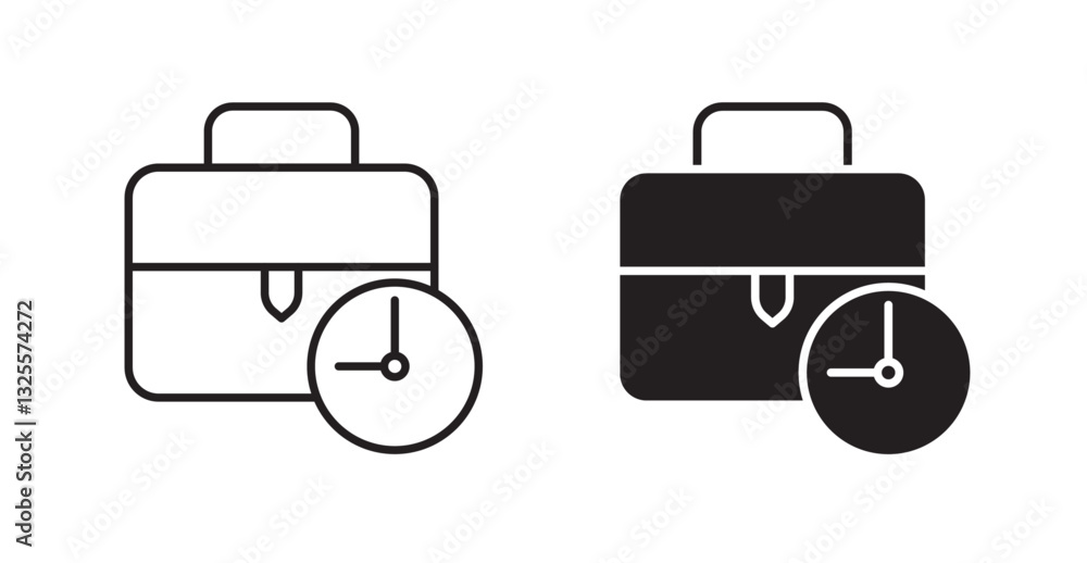 Office time filled and outlined icons vectors on white background Office time filled and outlined icons vectors on white background