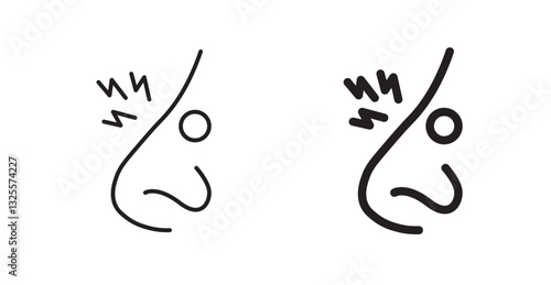 Nose pain filled and outlined icons vectors on white background