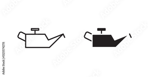 Oil can filled and outlined icons vectors on white background