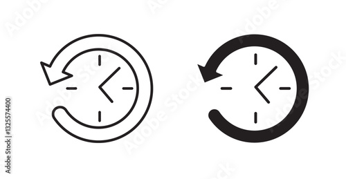 Past time filled and outlined icons vectors on white background