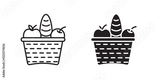 Picnic filled and outlined icons vectors on white background