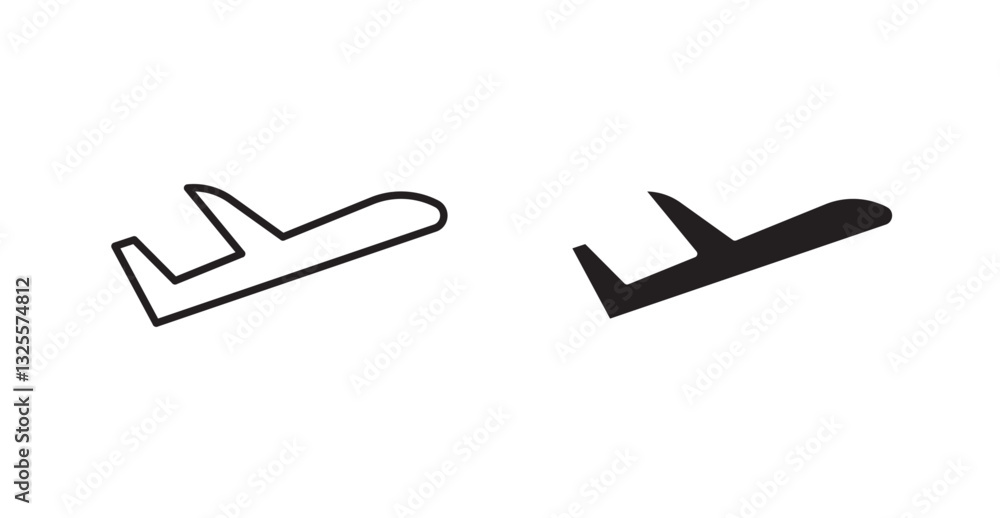 Plane filled and outlined icons vectors on white background Plane filled and outlined icons vectors on white background