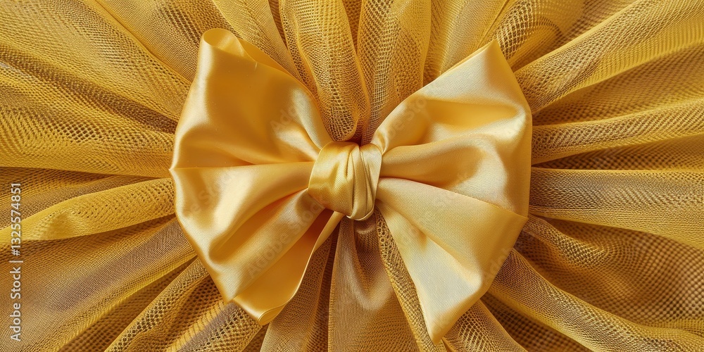 Golden Bow with Tulle Fabric Detail