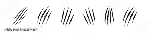 Animals claw scratches icons set