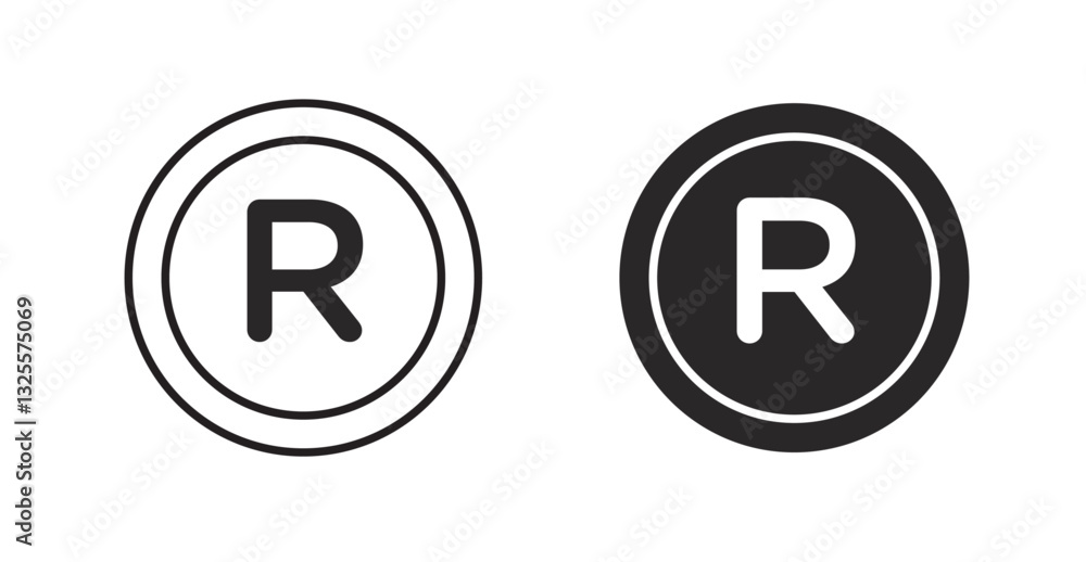 Registered filled and outlined icons vectors on white background Registered filled and outlined icons vectors on white background