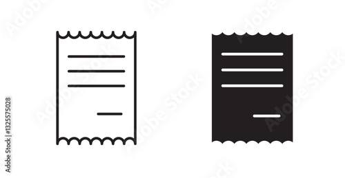Receipt filled and outlined icons vectors on white background