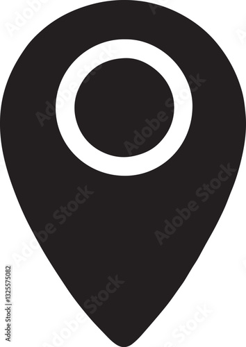 Black Location Pin Icon for Maps and Navigation Isolated White Background 