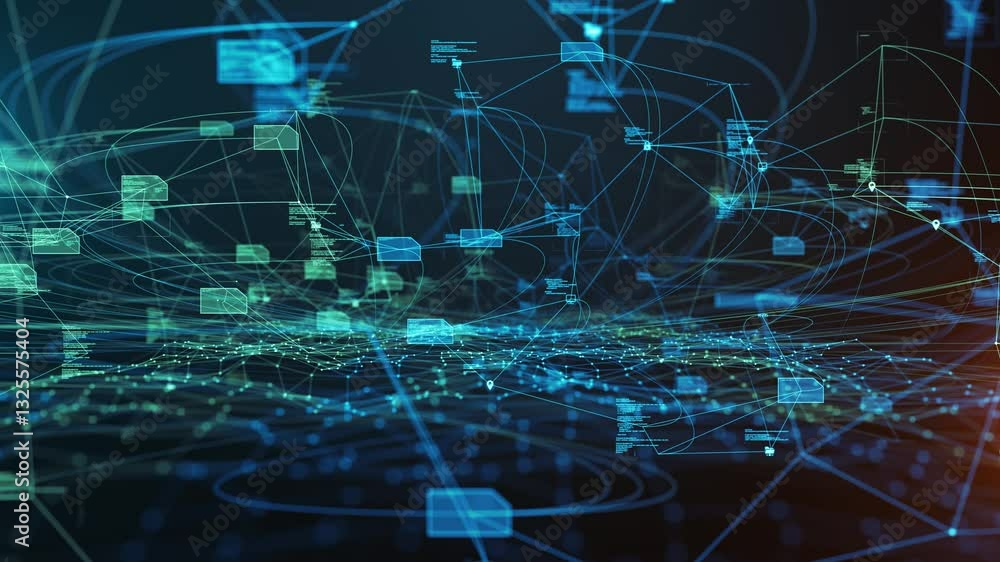 High-speed data transfer digital network connectivity, background animation