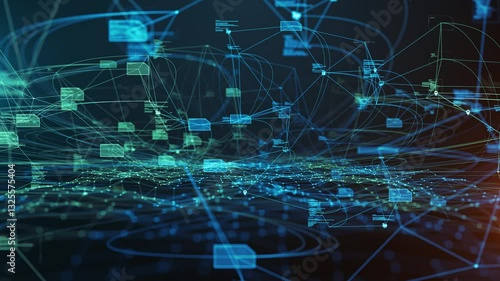 High-speed data transfer digital network connectivity, background animation