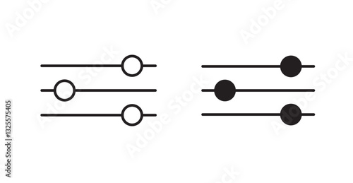 Settings sliders filled and outlined icons vectors on white background