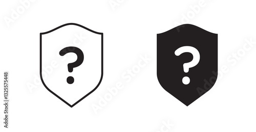 Shield interrogation filled and outlined icons vectors on white background
