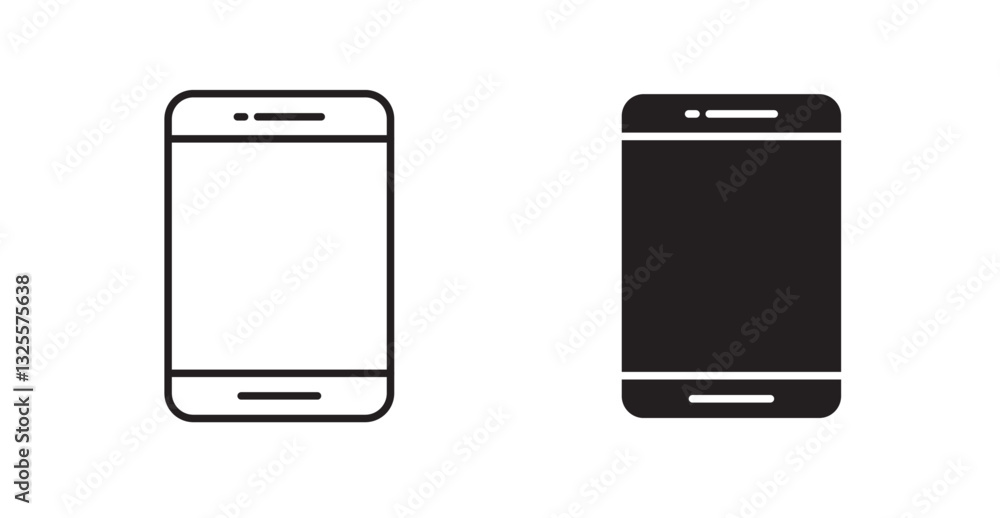 Smartphone filled and outlined icons vectors on white background Smartphone filled and outlined icons vectors on white background