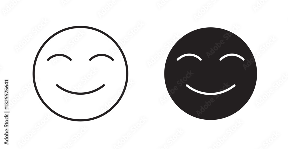 Smile filled and outlined icons vectors on white background Smile filled and outlined icons vectors on white background