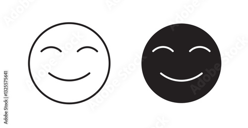 Smile filled and outlined icons vectors on white background