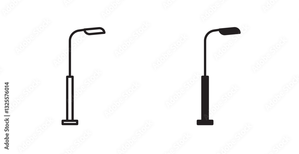 Street light filled and outlined icons vectors on white background Street light filled and outlined icons vectors on white background