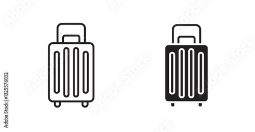 Suitcase filled and outlined icons vectors on white background