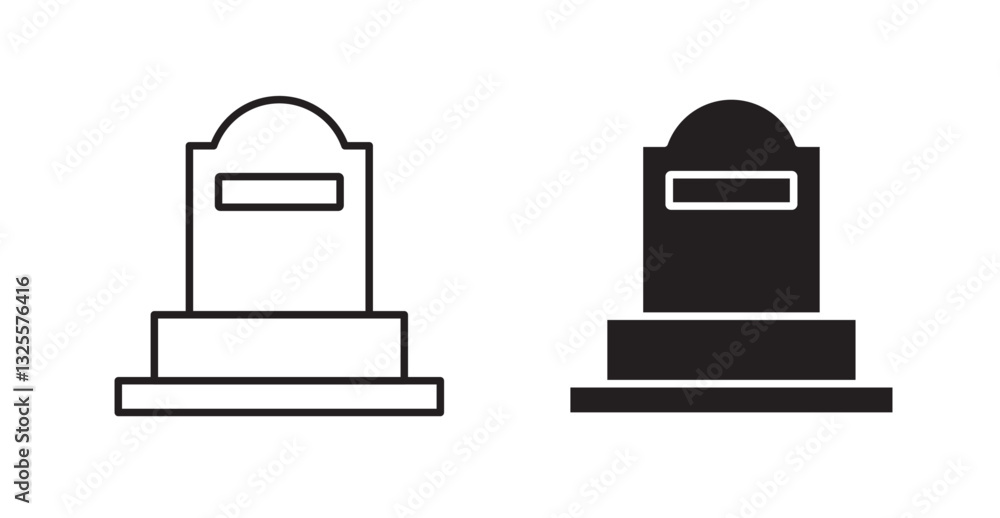 Tombstone filled and outlined icons vectors on white background Tombstone filled and outlined icons vectors on white background