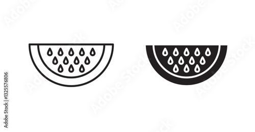 Watermelon filled and outlined icons vectors on white background