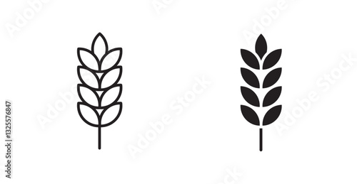 Wheat filled and outlined icons vectors on white background