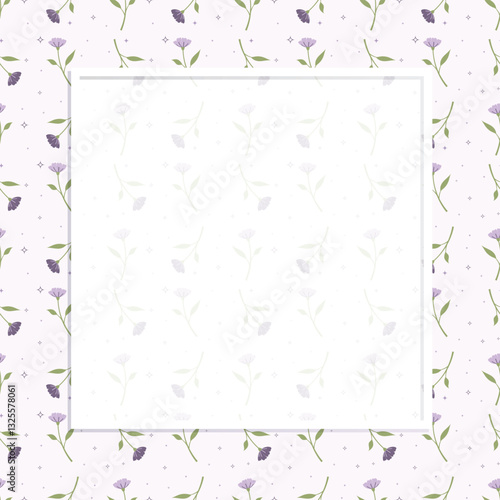 Seamless pattern with cute flower on purple background vector illustration. Sweet floral print notepad background