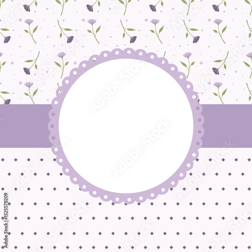 Seamless pattern with cute flower on purple background vector illustration. Sweet floral print notepad background