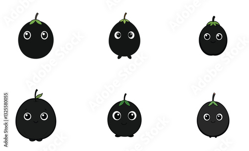 Cute black sapote cartoon vector