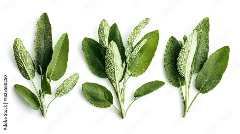 Naklejka premium fresh sage herb isolated on white background