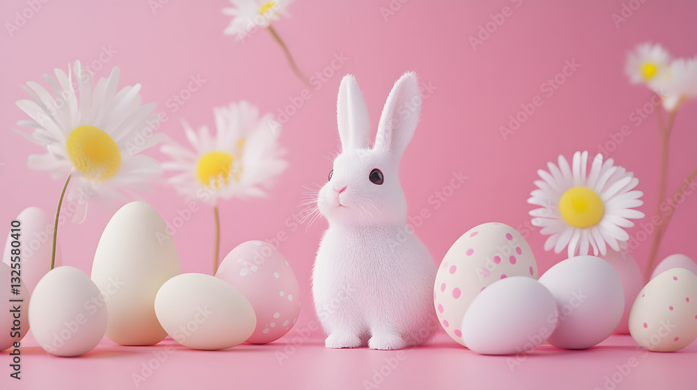 Obraz premium easter, bunny, rabbit, holiday, egg, toy, eggs, animal, celebration, hare, spring, decoration, pink, basket, object, seasonal, isolated, color, baby, colorful, easter bunny, food, gift, soft, symbol