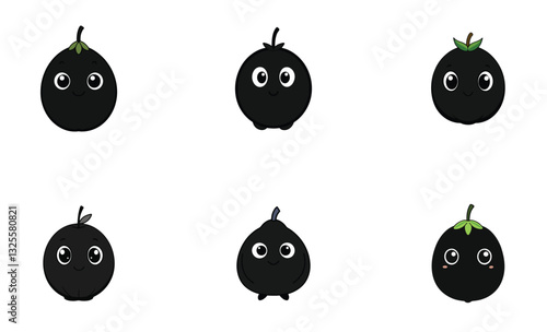 Cute black sapote cartoon vector