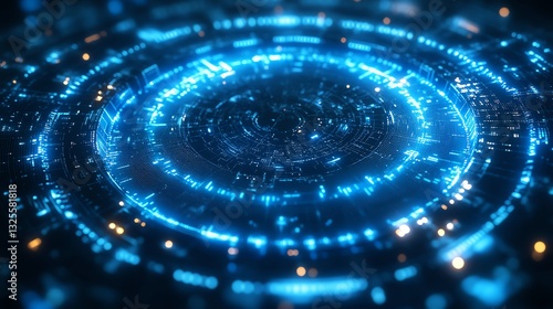 Wallpaper Mural Digital round puzzle educational hologram on dark blue background, 3D rendering, microlearning, gamification, interactive learning, futuristic educational concepts Torontodigital.ca