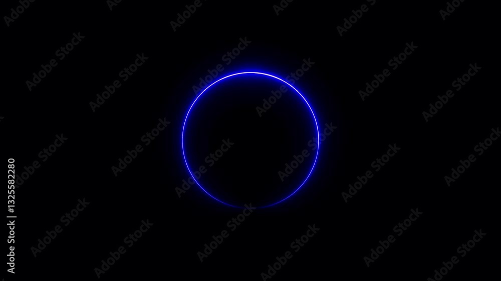 Abstract seamless loop neon circle , neon light trail circle blue color animation on black background. Seamless looping round circle picture frame with two tone neon motion graphic Abstract seamless loop neon circle , neon light trail circle blue color animation on black background. Seamless looping round circle picture frame with two tone neon motion graphic