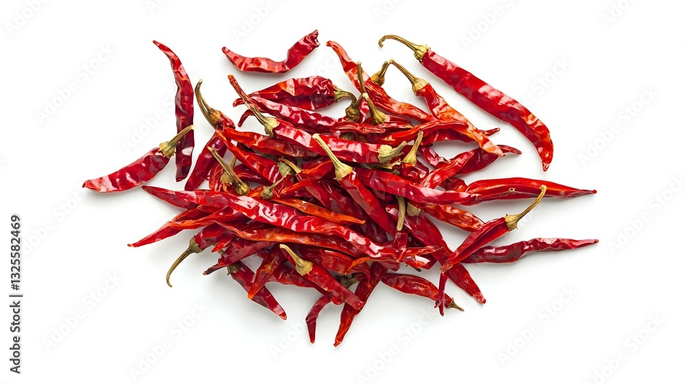 Fototapeta premium Red chili pepper threads isolated on white