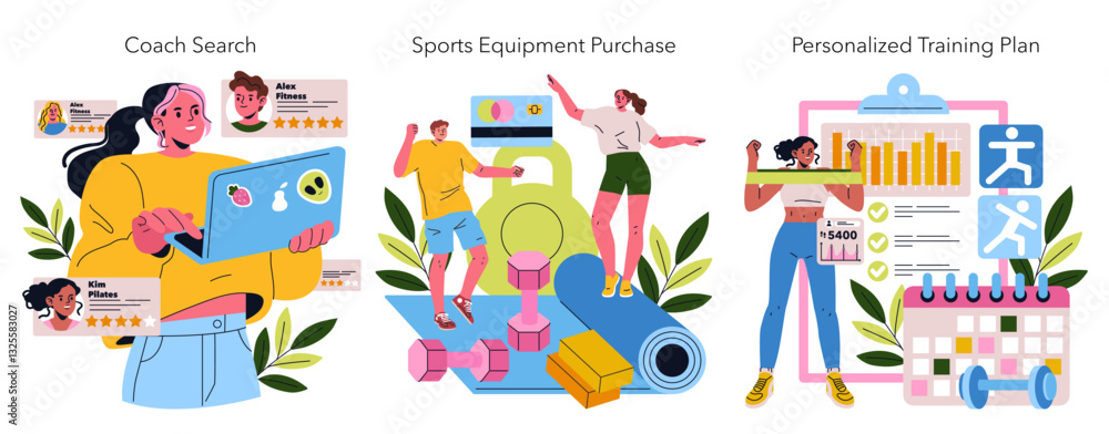 Remote Personal Training. Flat Vector Illustration Remote Personal Training. Flat Vector Illustration