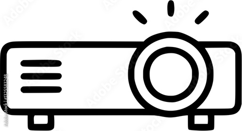 Projector in outline icon style, film and television theme.