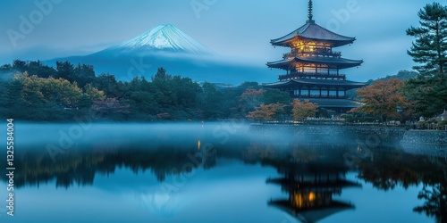 Wallpaper Mural Serene Japanese Pagoda at Sunrise Torontodigital.ca