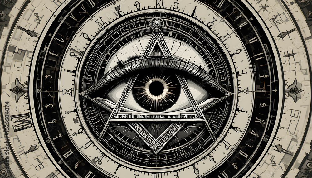 Obraz premium masonic eye knights templar illuminati new world order conspiracy theory generative ai art