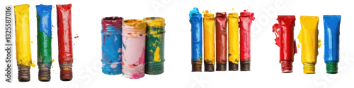 Panel kuchenny z motywem Diverse and vibrant collection of multicolored paint tubes including acrylic gouache oil and watercolor paints in a wide range of bright expressive hues and textures
